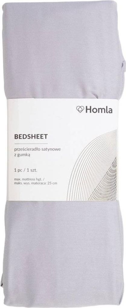 HOMLA Graues satiniertes Bettlaken DANIELLE 160x200 cm