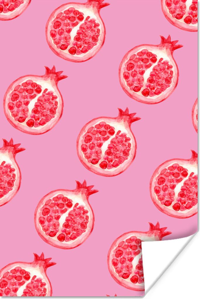 MuchoWow Poster Obst - Aquarell - Rosa 40x60 cm - Plakate für die Wand - Poster Babyzimmer