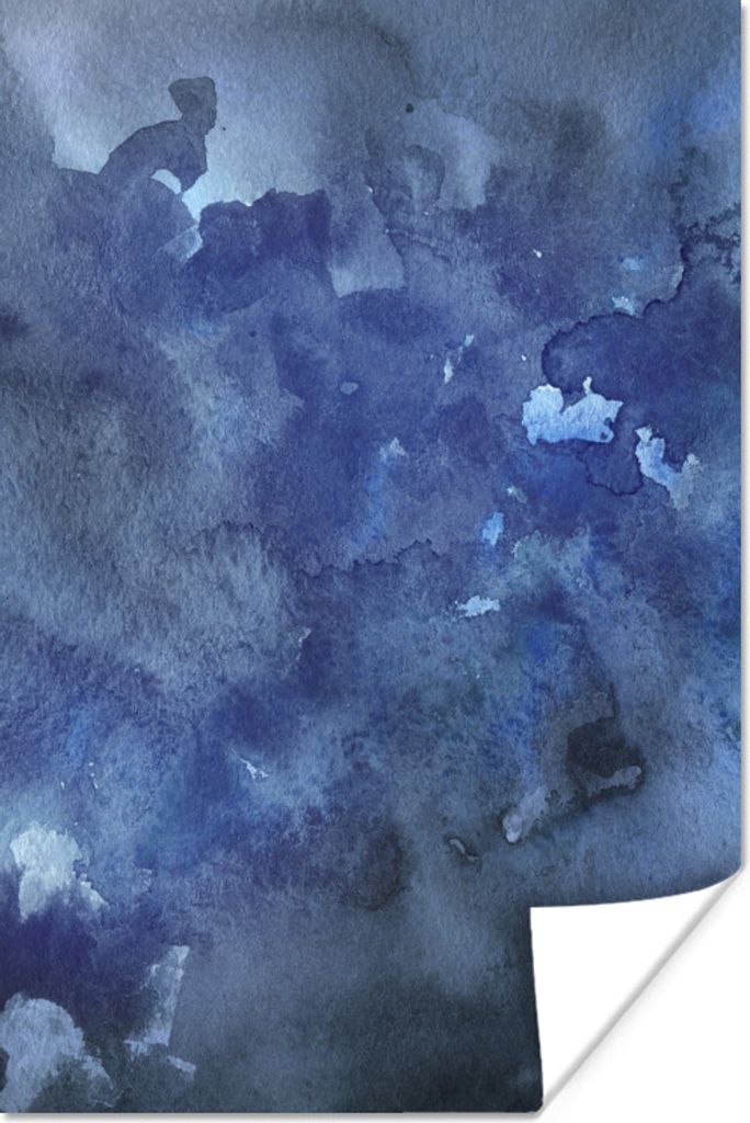 MuchoWow® Poster Aquarell - Blau - Wolken 80x120 cm - Produktbild 