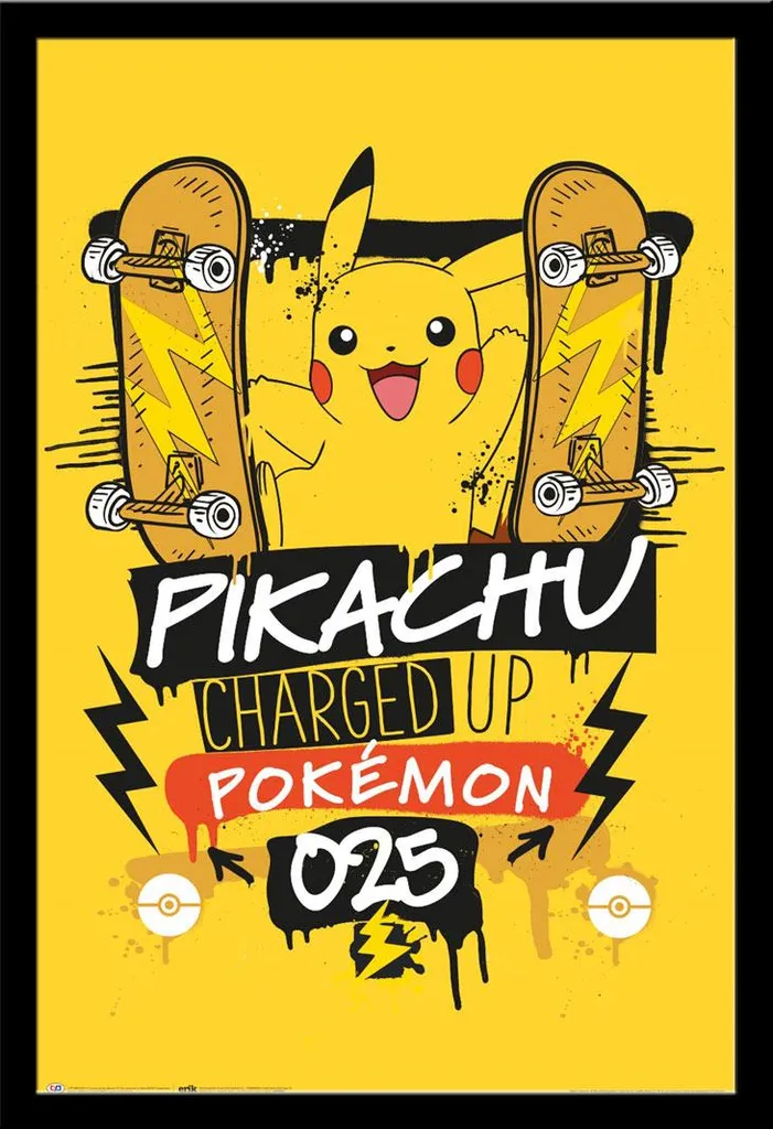 Déco Murale Pokémon Pikachu Encadré pour Chambre Enfant ou Salle de Jeux