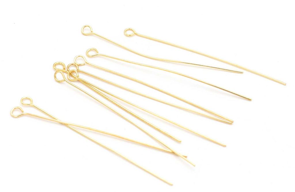 Vintageparts Ösenstifte 304 Edelstahl Gold PVD 50 mm, 10 Produktbild 