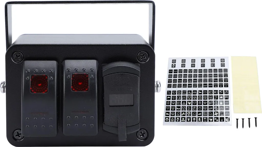 Panneau de Commande 12V-24V à 2 Interrupteurs Bascule avec Voltmètre Rouge - 3