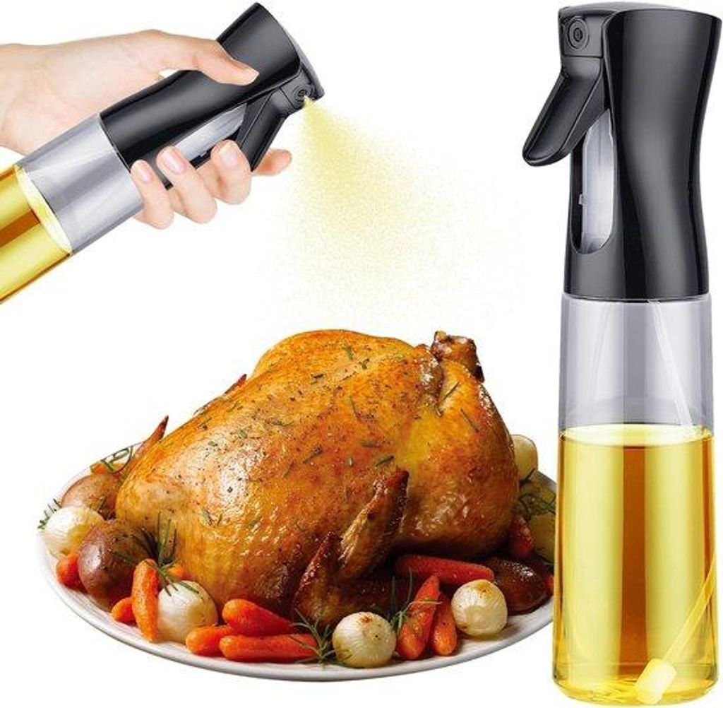 Küchenöl-Flasche - 300 ml - BPA-frei - Öl-Dispenser für Grill, Salat, BBQ - 5B x 25H cm - Schwarz