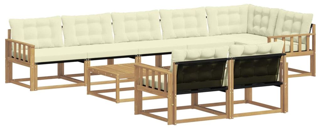 vidaXL Outdoor-Sofagarnitur 9 pcs Weiß und Creme 79 x 79 x 37 cm