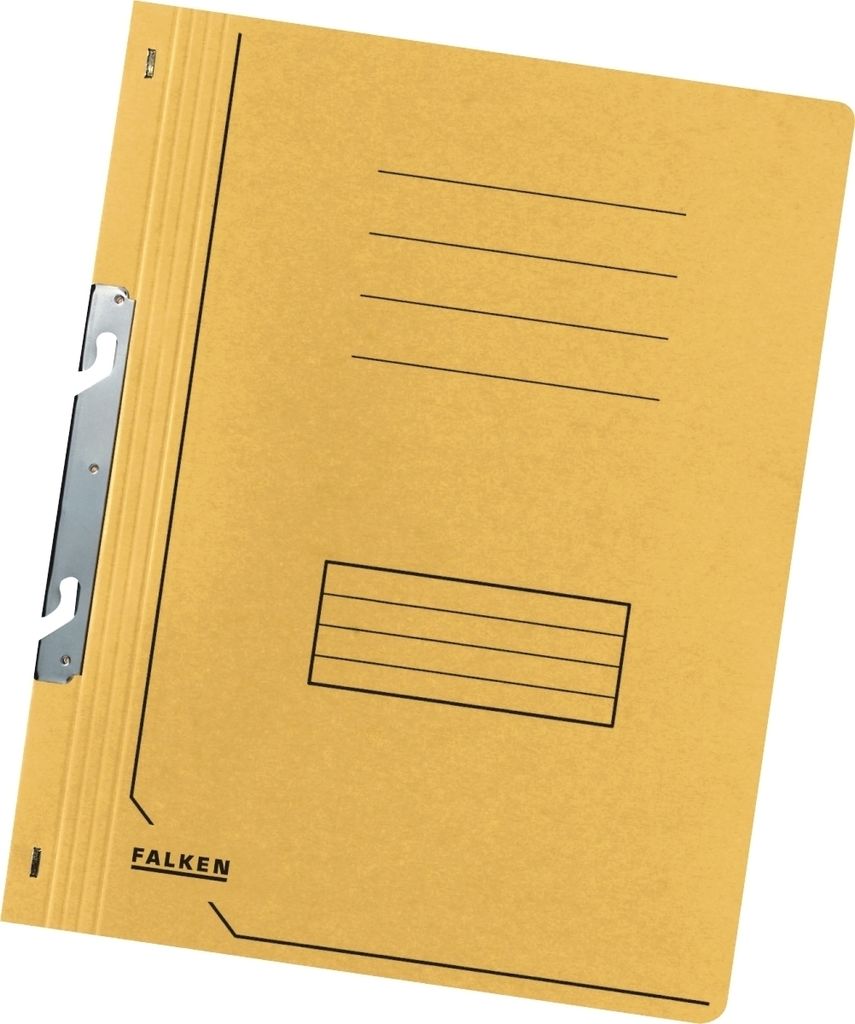 Falken 80004062F 50x Falken - Einhakhefter für DIN A4, 250g/m2 Manila-RC-Krt., 1/1 Vorderd., kaufm. Heftung - Gelb
