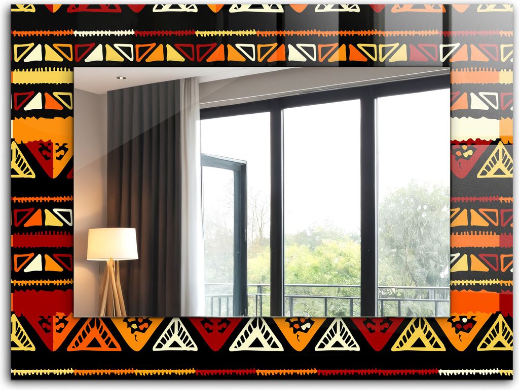 Dekorativer Wandspiegel - Bedruckter Spiegel - Motiv - 80x60 cm - Buntes Ethnisches Muster