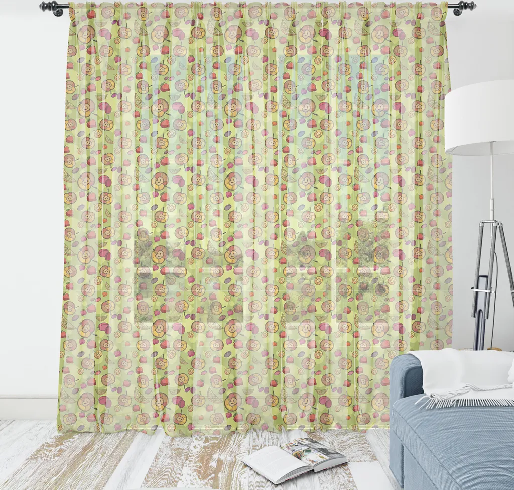 Arazzo Parete ABAKUHAUS Frutta 160x274 - Tessuto Satinato Verde Chiaro