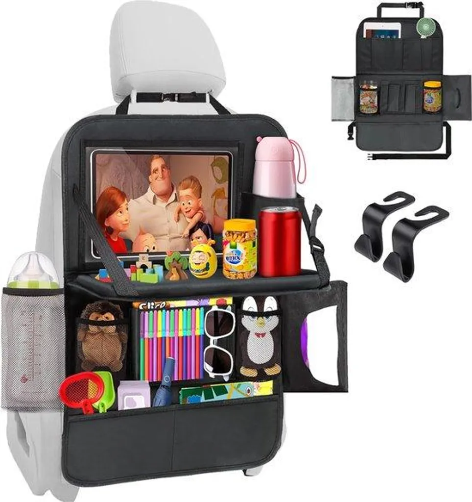 Protection dossier siège voiture enfant avec porte-tablette tactile