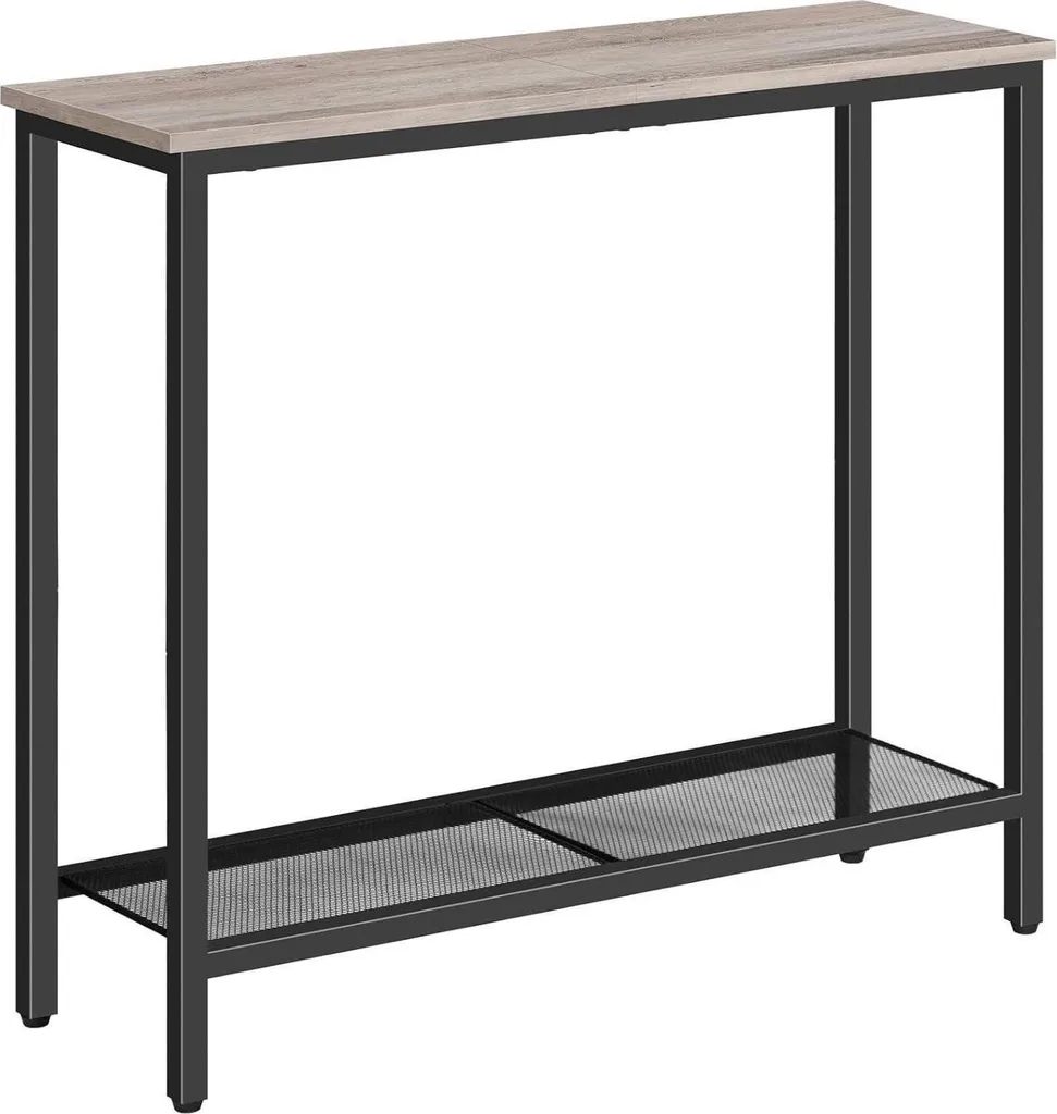 Console de couloir étroite style industriel Greige et Noir avec 3 niveaux