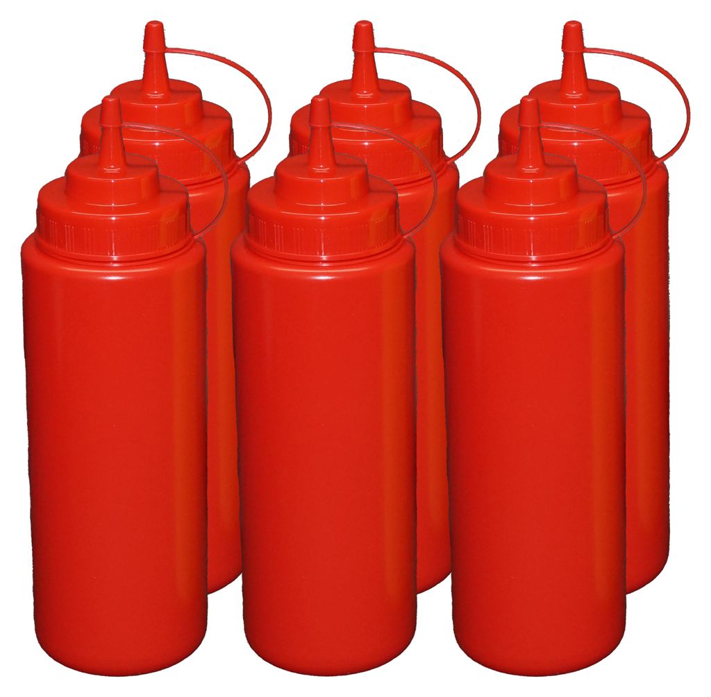 6 Stück rote Quetschflaschen 1 Liter Dosierflasche Produktbild 