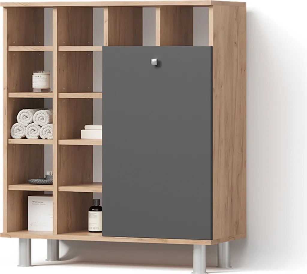 Armoire salle de bain anthracite Livinity 52563 : gain de place 91cm