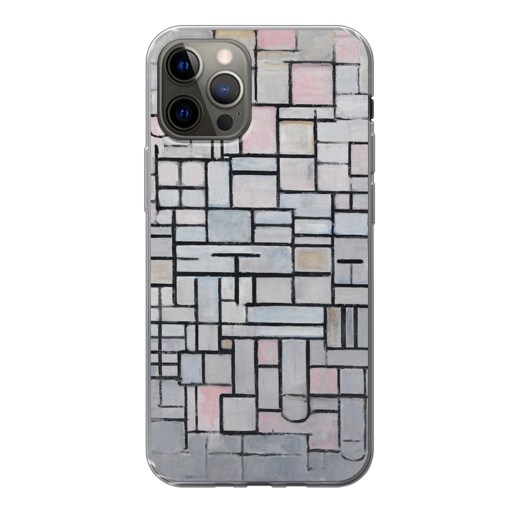 MuchoWow Handyhülle Schutzhülle Hülle für iPhone 12 Pro Komposition 6 - Piet Mondrian Silikon Softcase Handy Hülle - Abdeckung