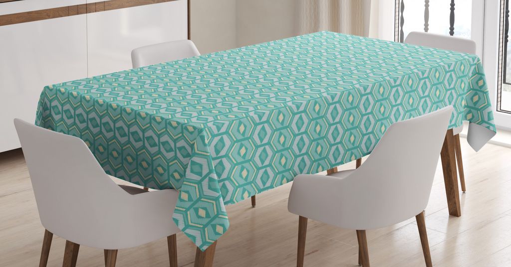 ABAKUHAUS Abstrakt Tischdecke, Schraffierte Rhombus und Hexagone, FÃ1/4r den Inn und Outdoor Bereich geeignet Waschbar Druck Klar Kein Verblassen,...