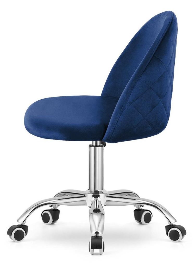 Samt Schreibtischstuhl "Gloria" in Blau | Höhenverstellbarer Drehstuhl aus Velours | Eleganter Bürostuhl für Home-Office & Mädchenzimmer