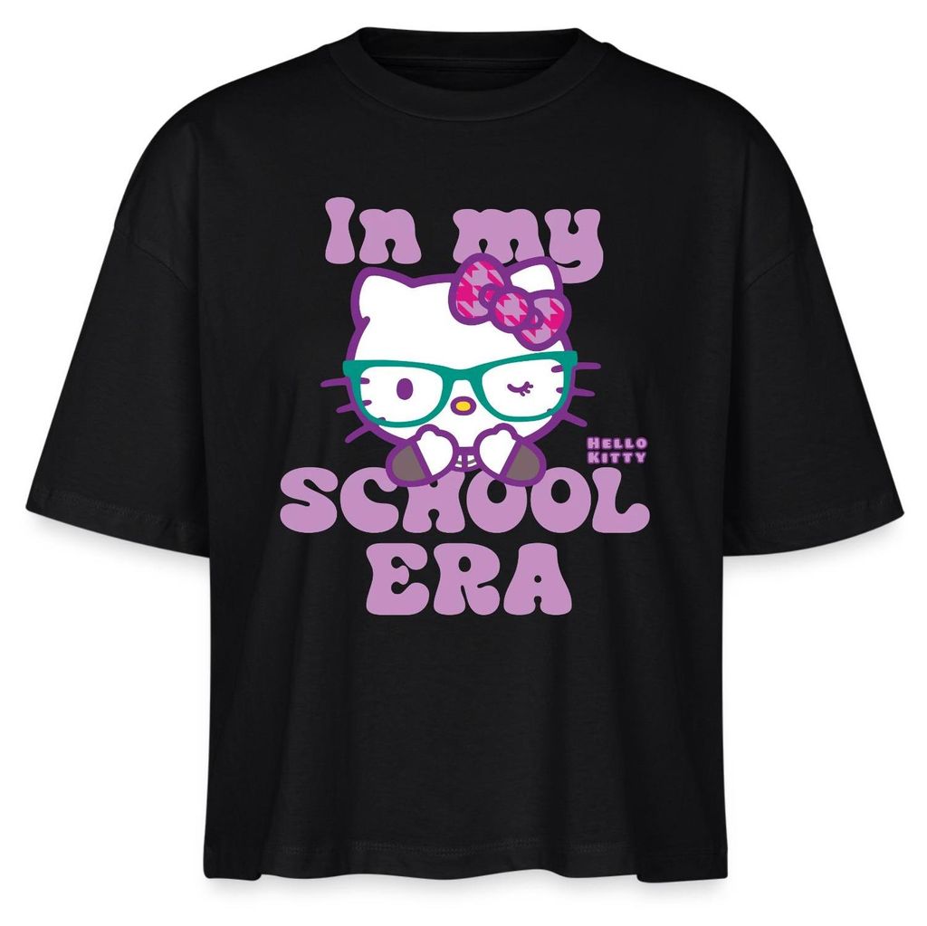 Spreadshirt Hello Kitty Schulkind In My School Era Boxy Shirt Damen, S, Schwarz