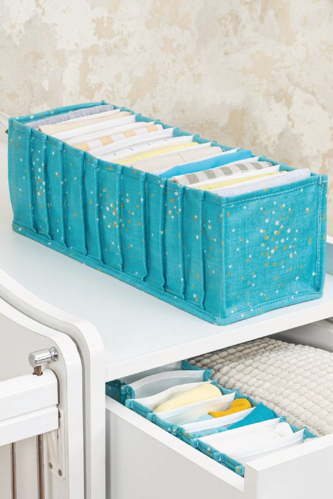 Evila Originals, Serilda- DRL1289, Blau, Wäschekörbe, 43 cm x 15 cm, 100% POLYPROPYLEN