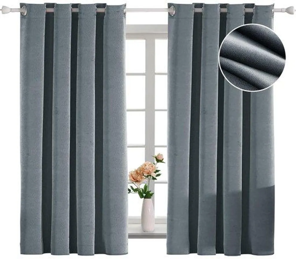Stores thermiques en velours épais gris - Isolation et douceur 140x160