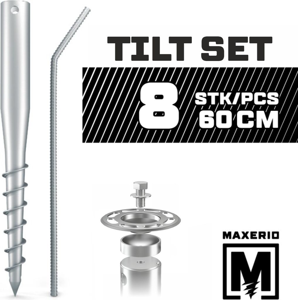 MAXERIO 60 cm 8er TILT-Set Schraubfundamente Ø 60 x 2; M12