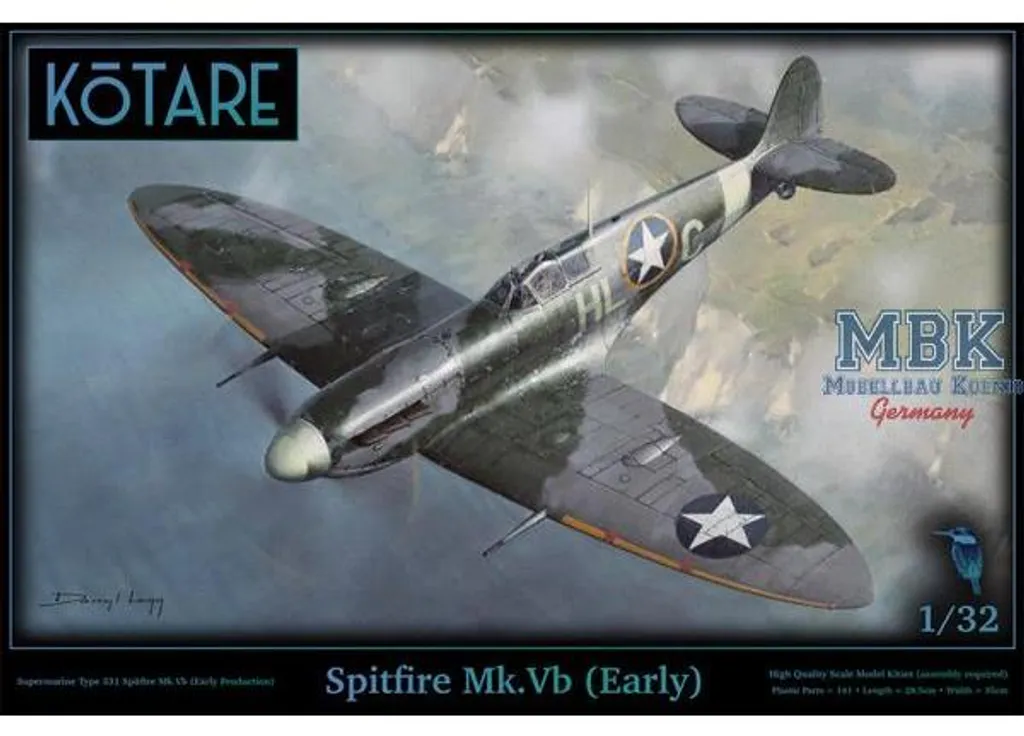 Maquette Avion Supermarine Spitfire Mk. Vb Kotare 1/32 Kit de Montage