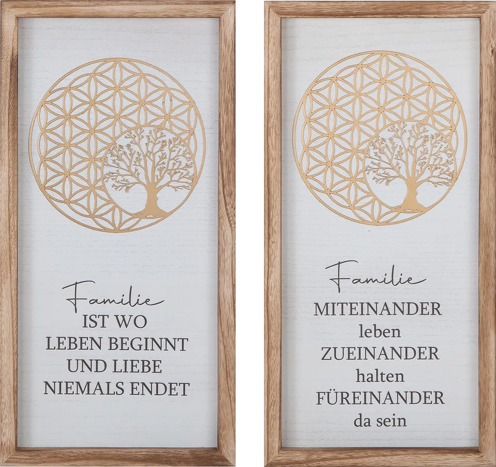 Gilde Bild Golden Tree Tableau Rectangulaire Bois Blanc 30x60 cm VE 2