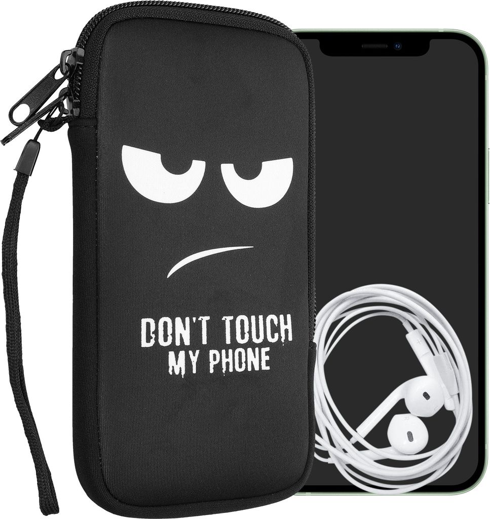 kwmobile Handytasche für Smartphones XXL - 7" - Neopren Handy Tasche Hülle Cover Case Schutzhülle - Don't touch my Phone Weiß Schwarz - 17,7 x ...