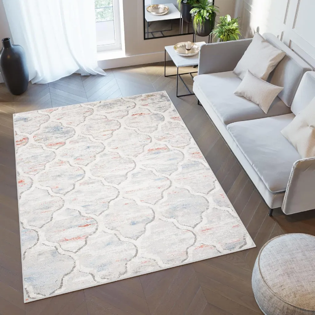 Tapis Salon VALLEY Multicolore Rouge et Bleu 200x300 cm Haute Densité