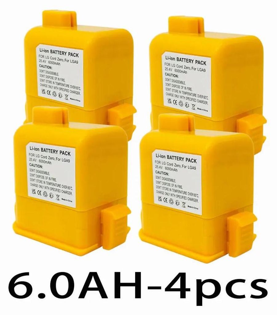 Akku Staubsauger Batterie - Ersatzakku für CordZero A9 A9+ A9 Plus - 6000 mAh Li-Ion - Set mit 4 Stück - Kompatibel mit EAC6375860 EAC63382202