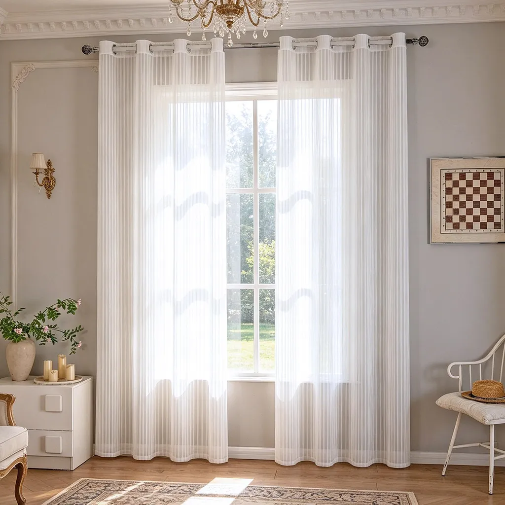 Voilage blanc anti-vis-à-vis tissu épais 110g/m² pour préserver l'intimité