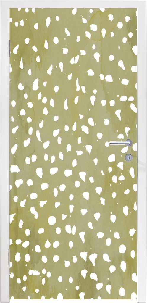 MuchoWow Türtapete Selbstklebende Türfolie Polka dots - Weiß - Grün 80x205 cm Türposter Türaufkleber Klebefolie Türklebefolie - Fototapete...