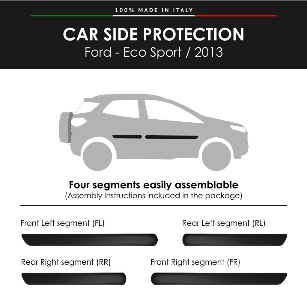 Seitenleisten Stoßfänger für Ford Eco Sport 2013 mit doppelseitigem Aufkleber 3M