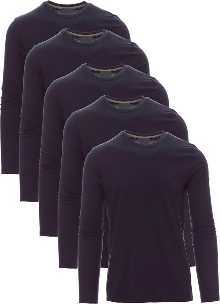 Mivaro Herren 5er Pack Langarmshirts Dunkelblau - 100% Baumwolle Longsleeves mit Rundhals, leicht anliegend, feinmaschiges Gewebe mit 165g/m² Stof...