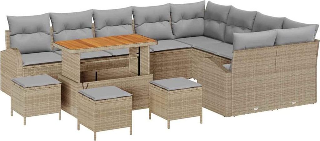 "2026 MODERNE" Garten-Sofa-Set - Balkonmöbel/Loungeset - elegantes Design - mit Kissen mit Kissen 13 pcs Beige und Hellgrau - 110x55x71cm - Garten...