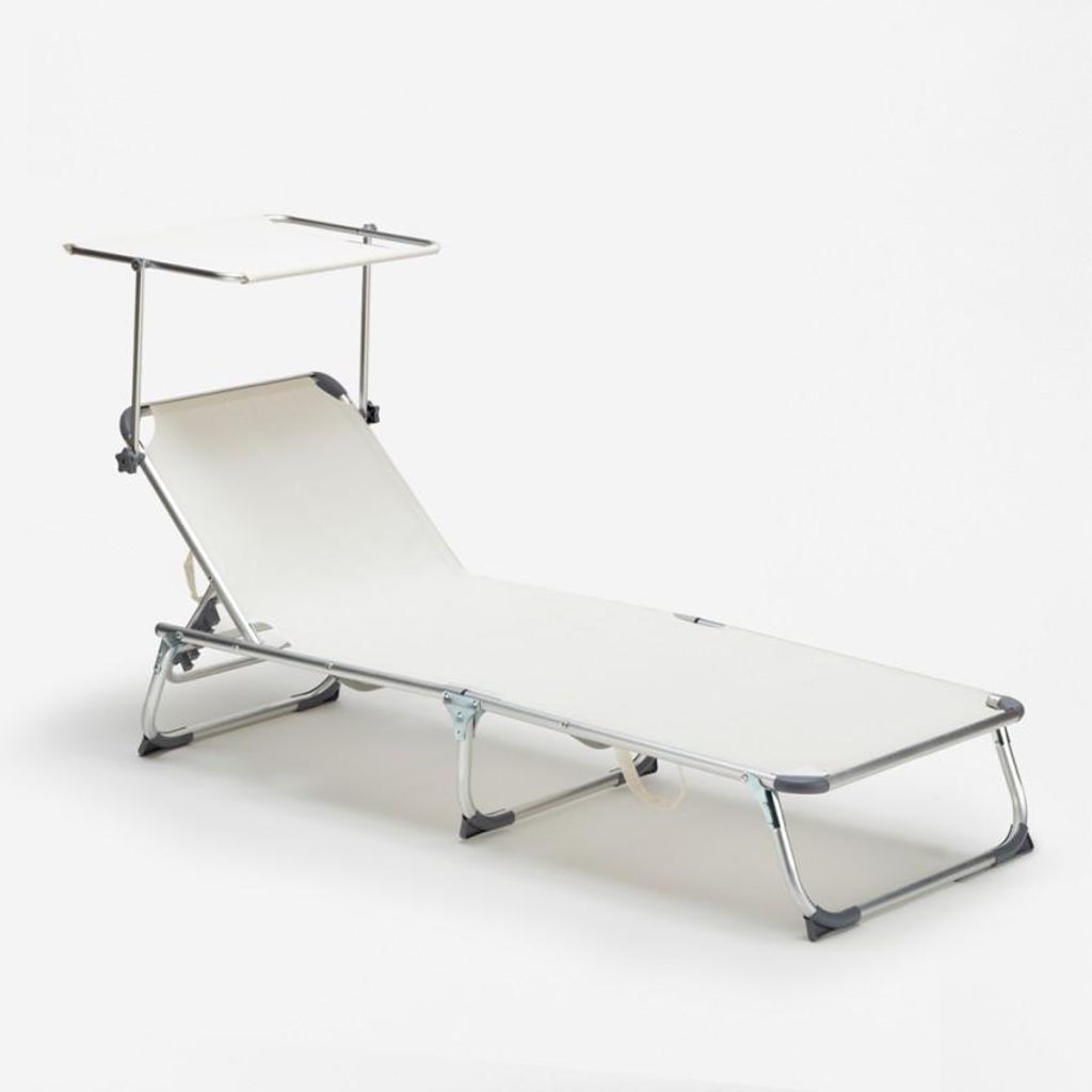 Sonnenliege Strandliege Klappbar Aluminium mit Sonnendach California - Weiß