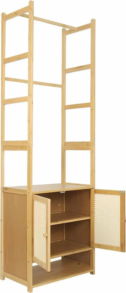 Penderie en bambou avec portes et étagère de rangement pour la chambre