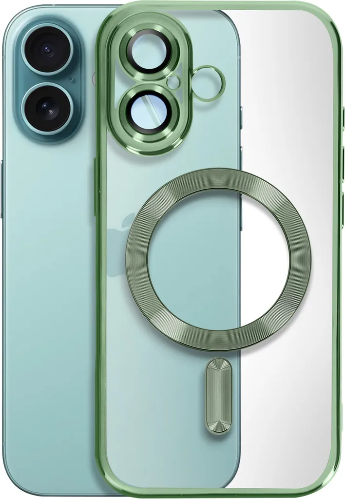 Cover Pratica iPhone 16 Plus Avizar Verde Scuro MagSafe Antiscivolo