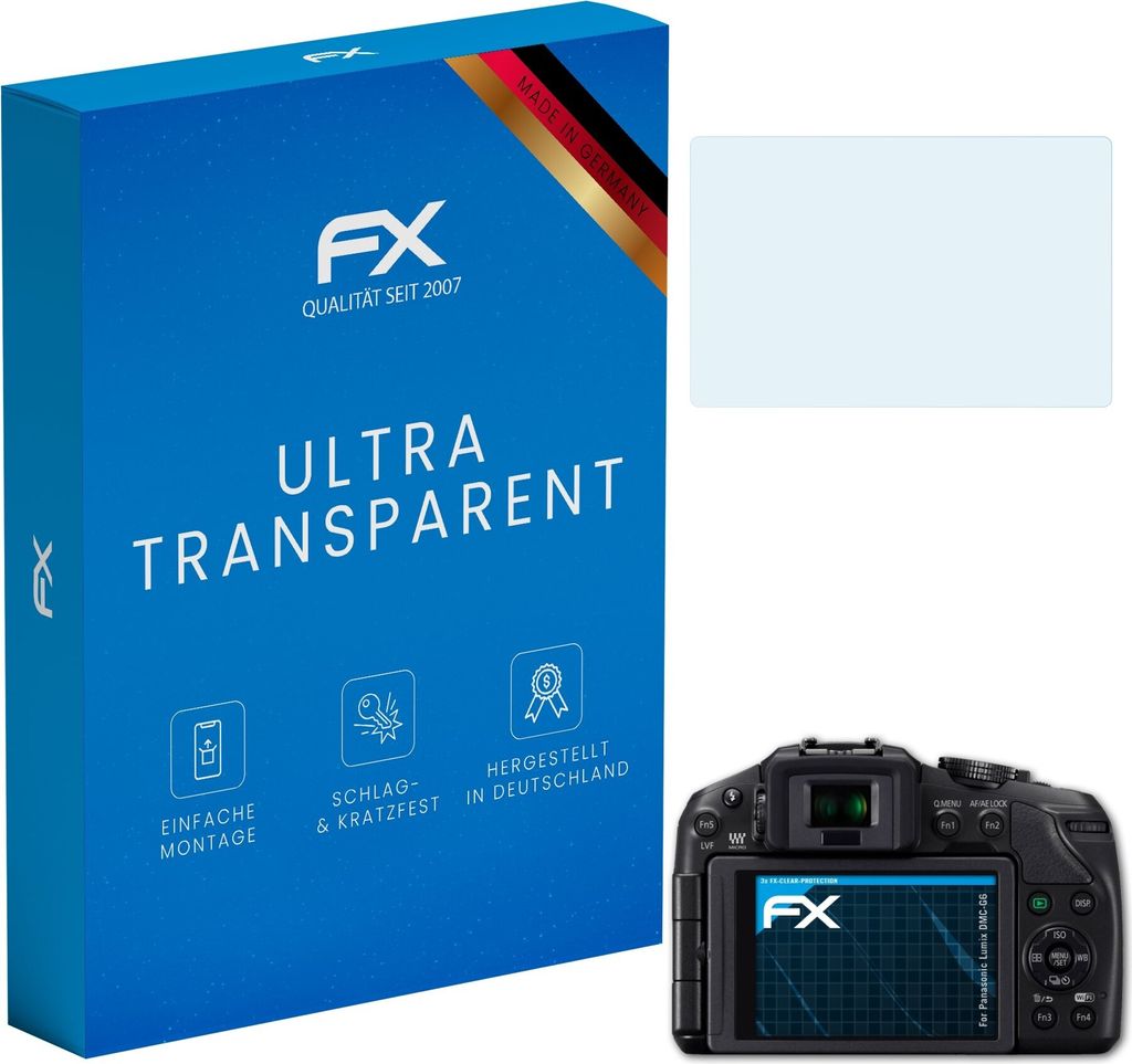 atFoliX FX-Clear 3x Schutzfolie kompatibel mit Panasonic Lumix DMC-G6 Displayschutzfolie