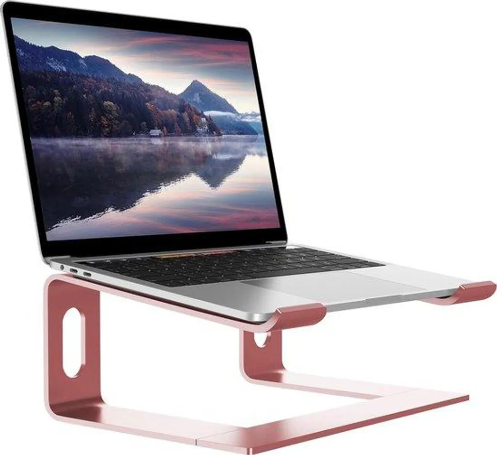 Support ventilé aluminium rose pour ordinateur 10-15 pouces ultra stable