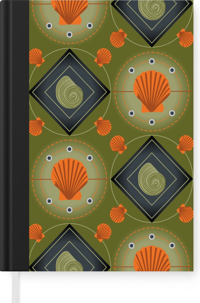MuchoWow Notizbuch Tagebuch Haushaltsbuch Notebook A5 Patchwork - Muscheln - Meer - Strand - Notizblock - Notizheft - Notebook - Schreibblock - P...