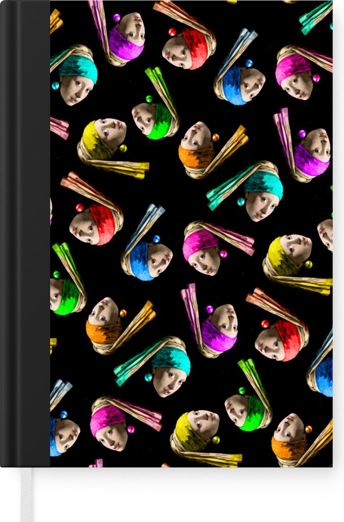 MuchoWow Notizbuch Tagebuch Haushaltsbuch Notebook A5 Mädchen mit einem Perlenohrring - Muster - Regenbogen - Notizblock - Notizheft - Notebook ...