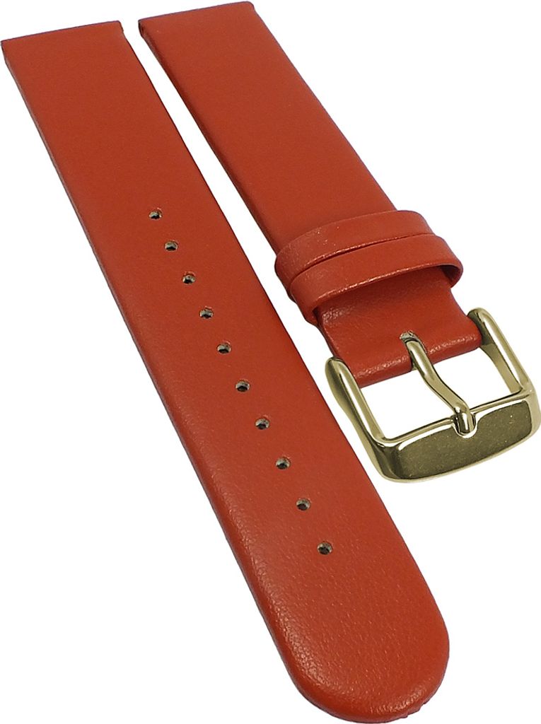 Minott Vegan Uhrenarmband braun flach gleichlaufend Apfelfaser, Stegbreite:20mm, Schließe:Gelbgolden