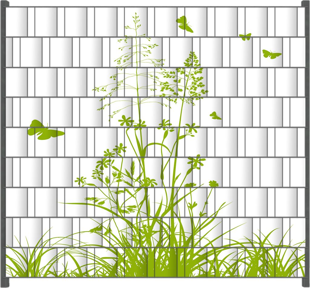 Wallario Zaunsichtschutz mit Motiv Grüne Sommerwiese für Ein- und Doppelstabmatten Zäune in der Größe 200 x 180 cm