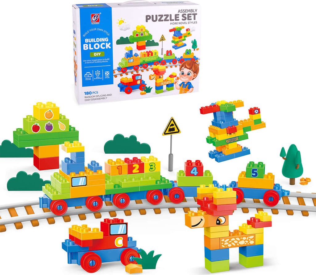 Große Bauklötze - 180 Bausteine Kompatibel mit Duplo, Kreatives Spielzeug für Kinder ab 3 Jahre