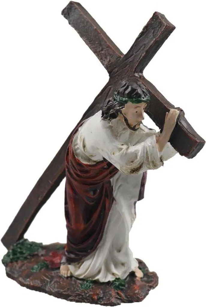 Figurine en résine de Pâques Jésus sur la croix - Statue religieuse 20cm