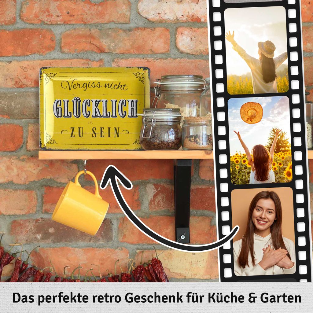 Snowsun Metallschild 'Live Laugh Love' – Vintage-Blechschild, 10,2x40,6 Cm, Für Wanddekoration