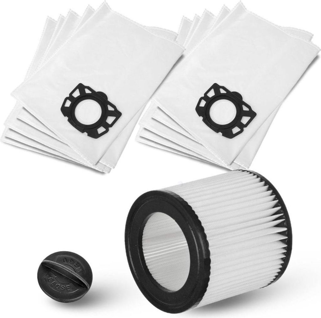 10x synthetischer Staubbeutel und waschbarer Filter für KÄRCHER WD2 PLUS, WD3, SE 4001, SE 4002 Staubsauger (ersetzt die Teilenummern 2.863-314.0...