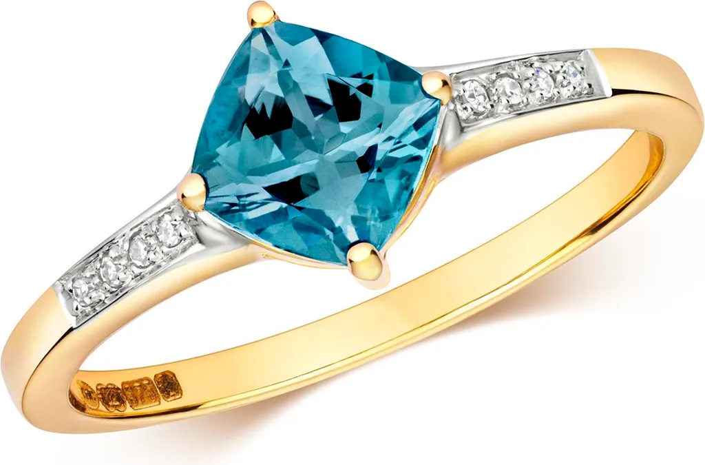 Bague Solitaire Or 375/1000 Diamant et Topaze Bleue de Londres TRS28433RSN