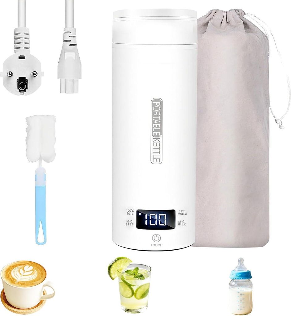 Kleine elektrische waterkoker, 500 ml / 300 W, roestvrij Productafbeelding 