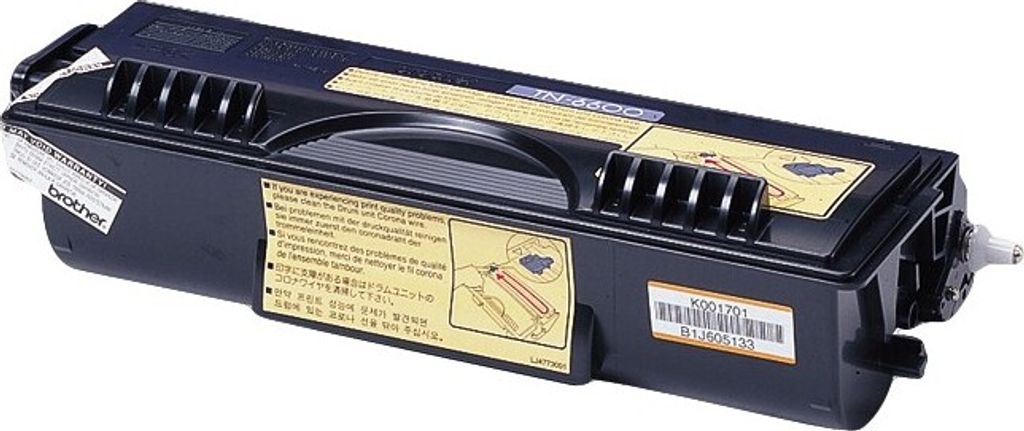 A black Brother TN-6600 toner cartridge is shown against a white background.