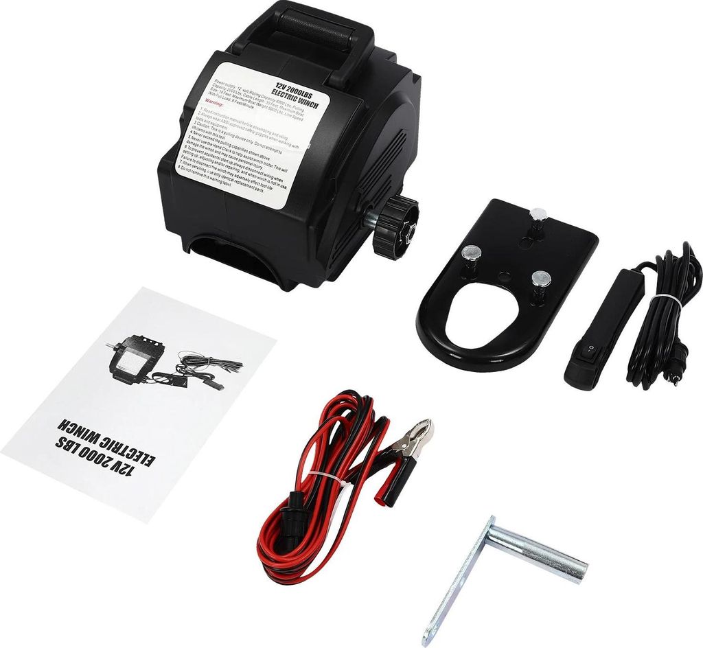 Elektrische Seilwinde - 12V Boots-/Trailerwinde - 2268 kg Zugkraft - 300 W - Kabelgebundene Fern- & Handbedienung - Permanentmagnet-Gleichstrommoto...
