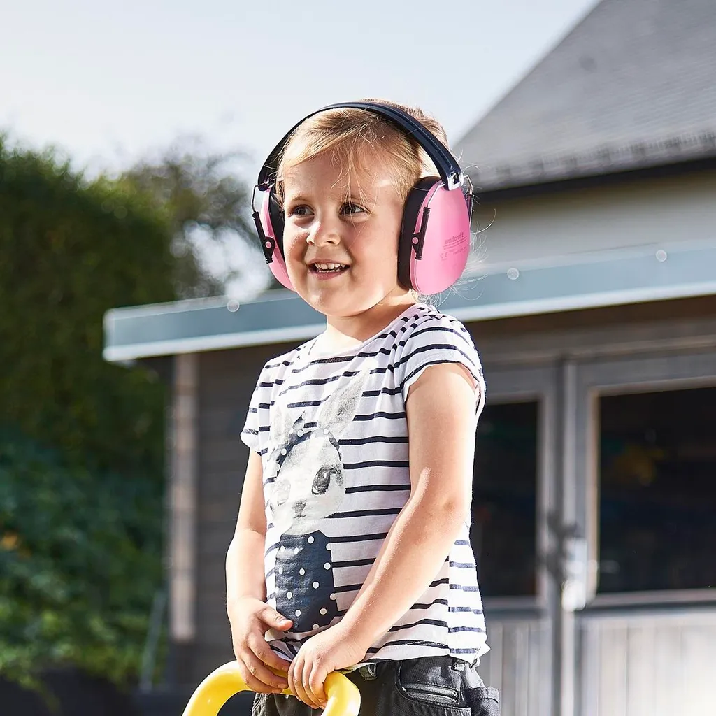 Protection auditive bébé rose type casque antibruit confort premium - 3